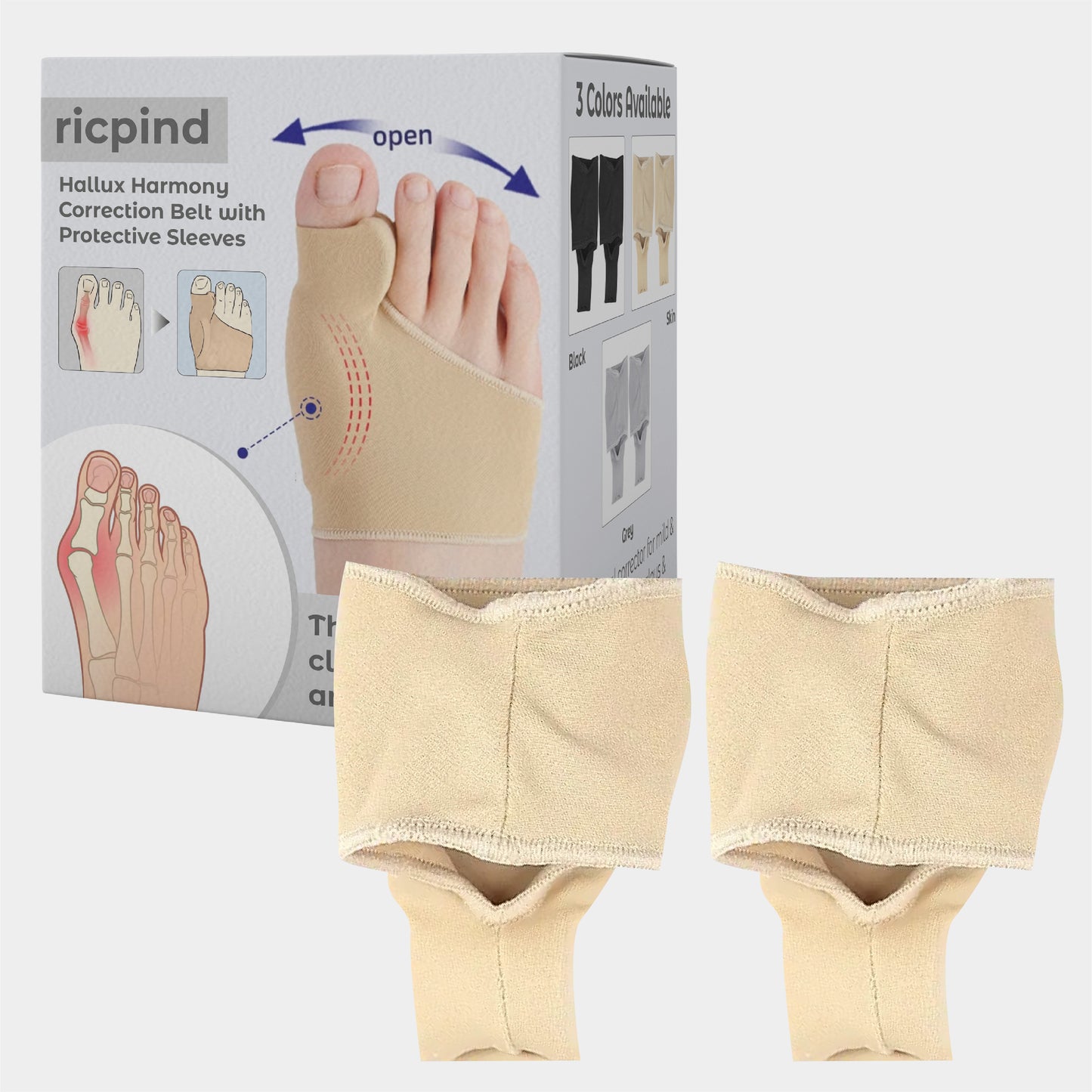 RICPIND 2 Hallux Harmonie Korrekturgurt mit Schutzärmeln