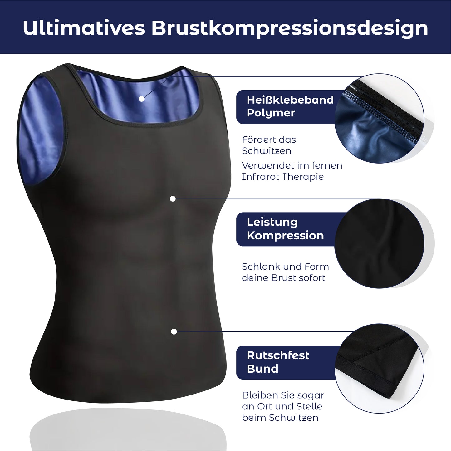 RICPIND Herren Brust Gynäkomastie Kompressions-Tanktop