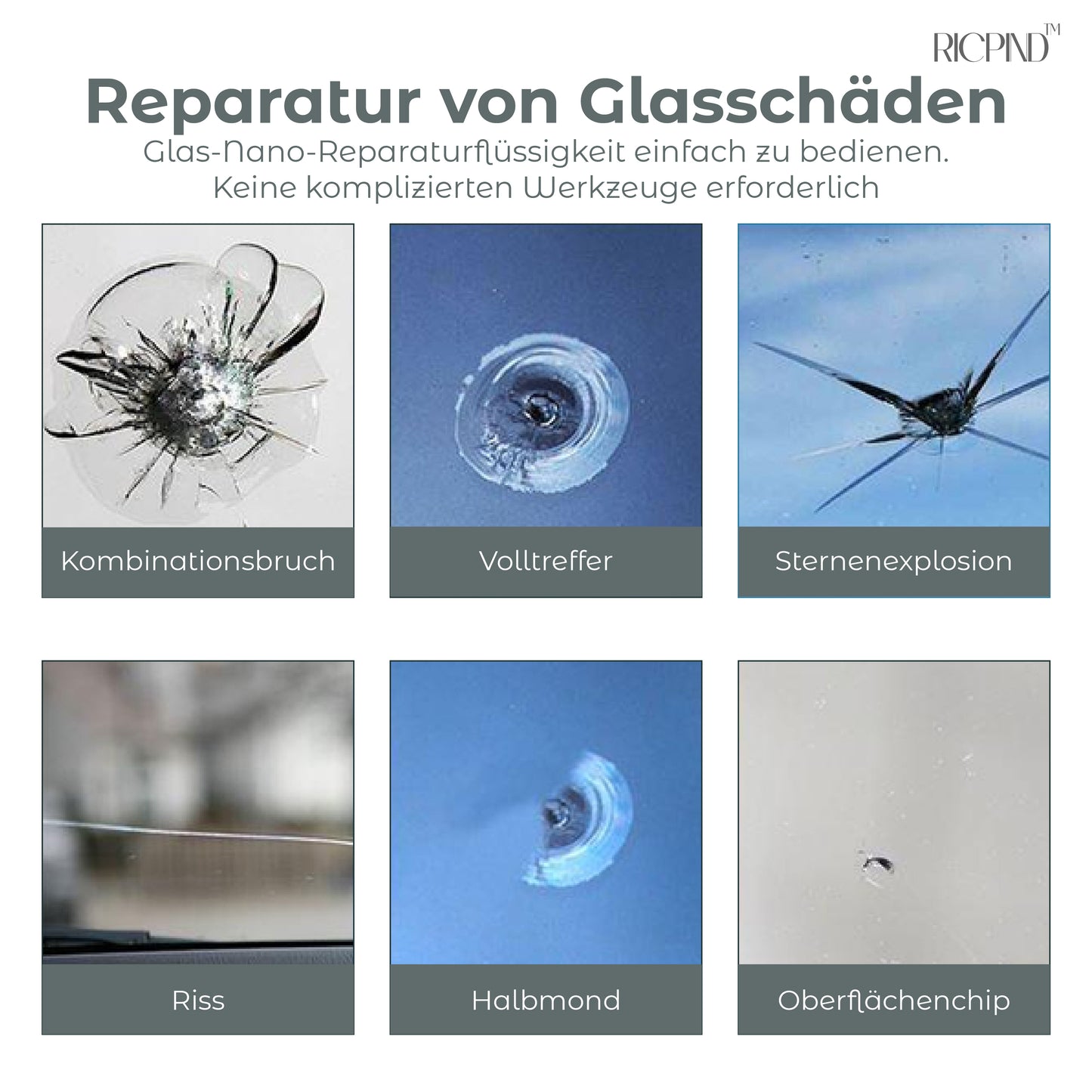 RICPIND Mächtiges Glas beleben Windschutzscheiben Reparaturset