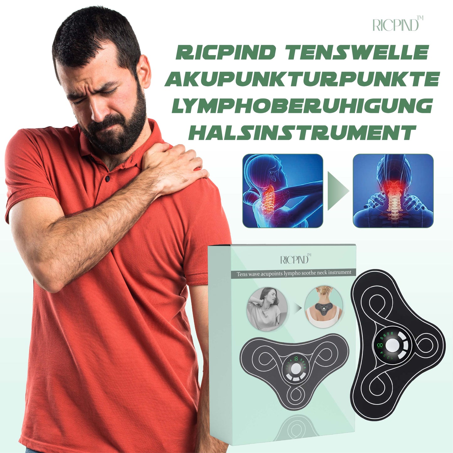 RICPIND TENSWelle Akupunkturpunkte LymphoBeruhigung HalsInstrument