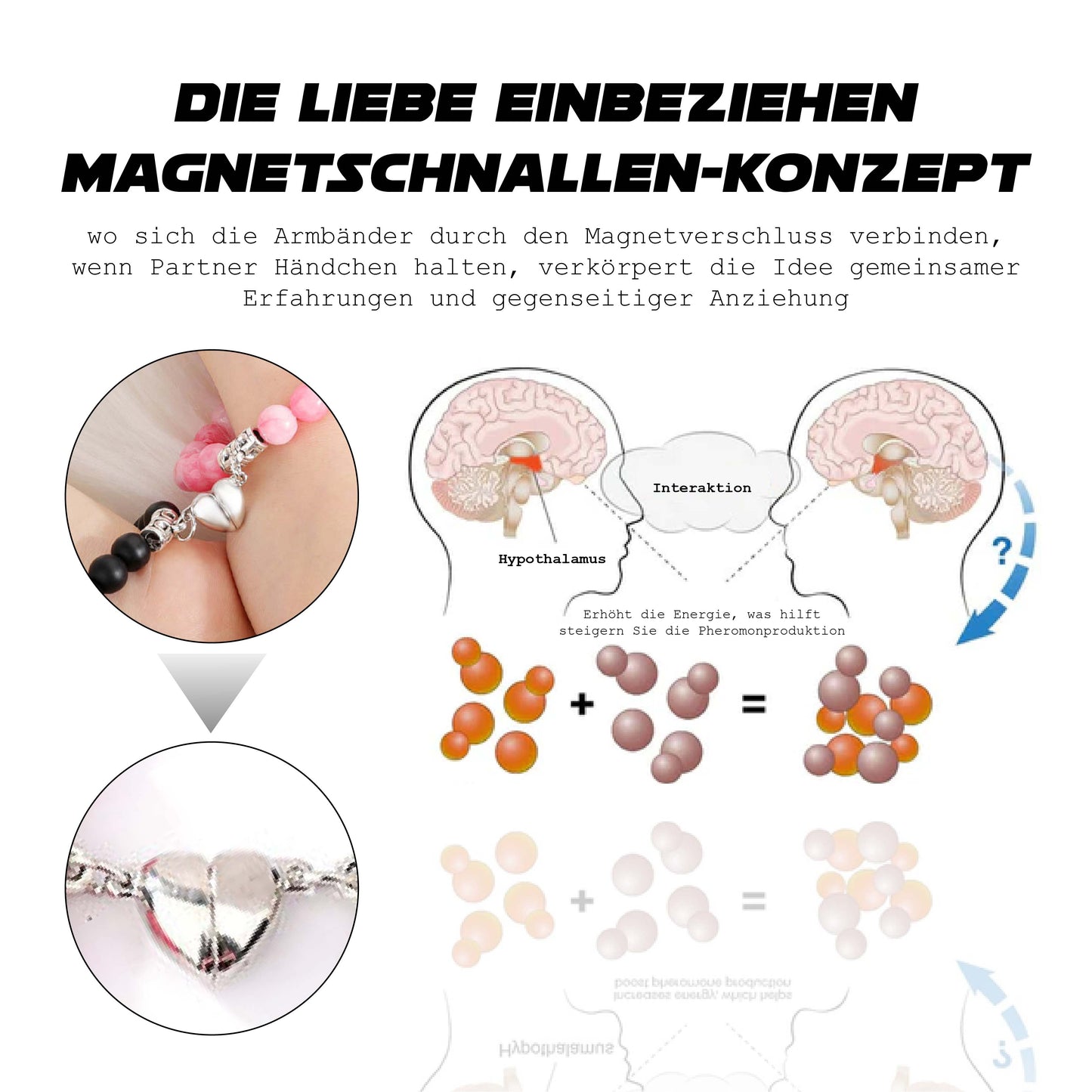 Ricpind LiebeLink Harmonie Magnetisch Verbindung  Armbänder für Paare