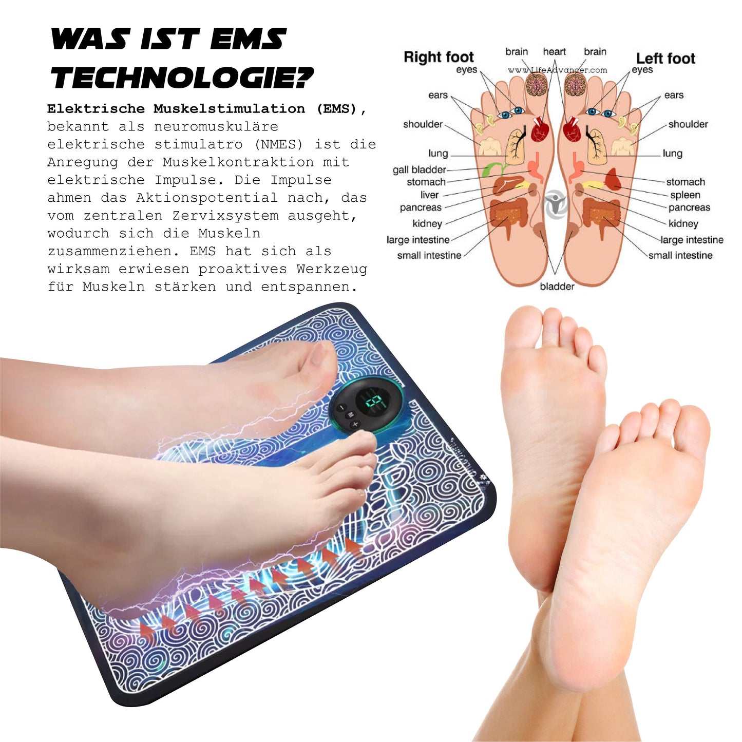 Ricpind EMS BeinErleichterung AkupunkteStimulator Massagegerät Matte