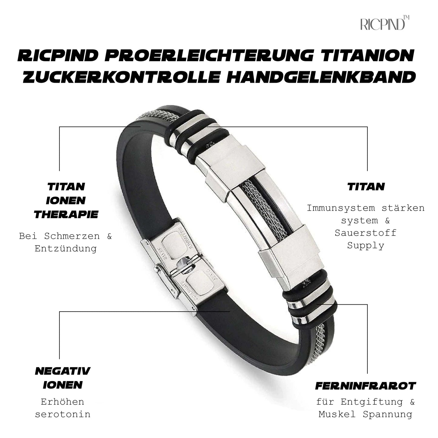 Ricpind ProErleichterung TitanION ZuckerKontrolle Handgelenkband